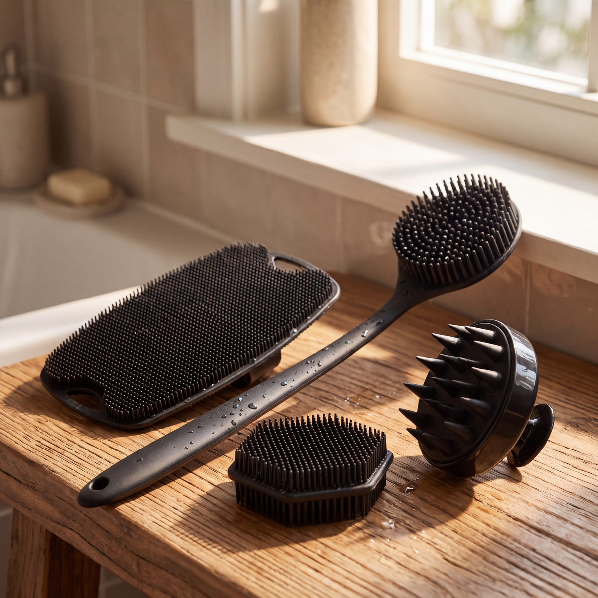 Set da 4 pezzi per doccia delicata e pulizia della pelle Accessori da bagno